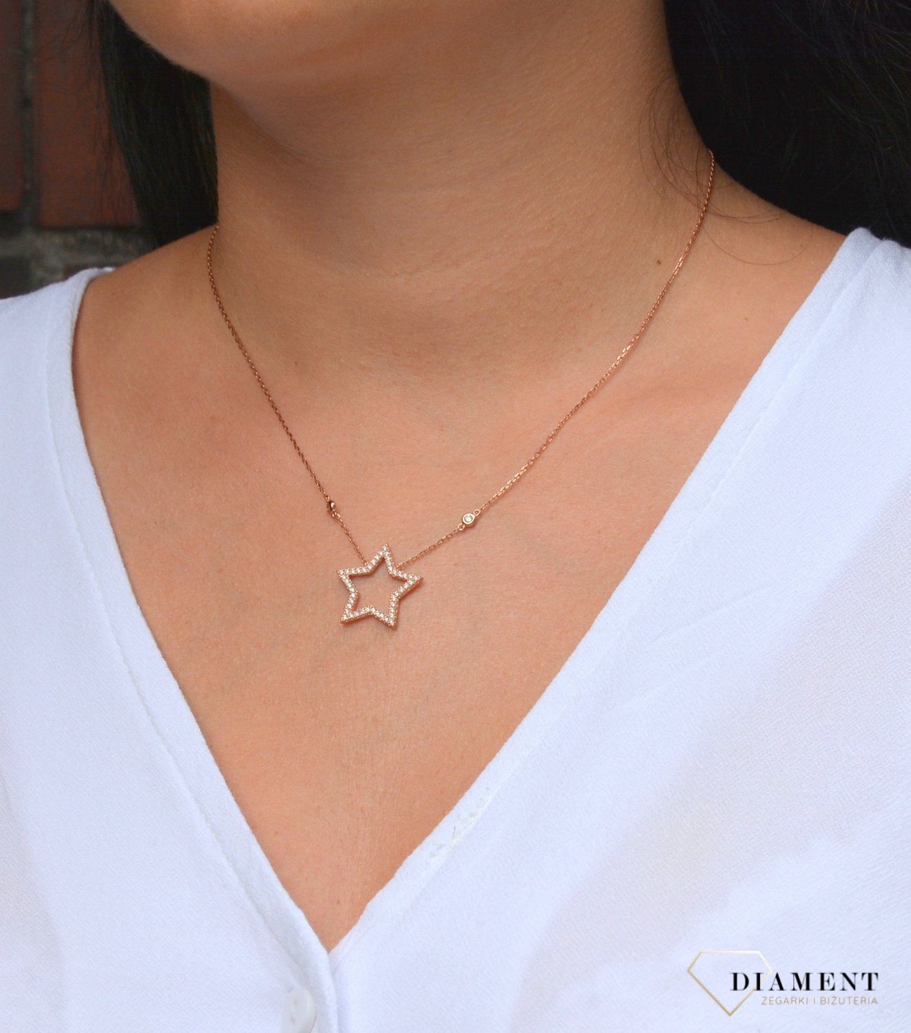 Naszyjnik srebrny gwiazdka z białą cyrkonią Dall'Acqua  N BY 192 085.jpg